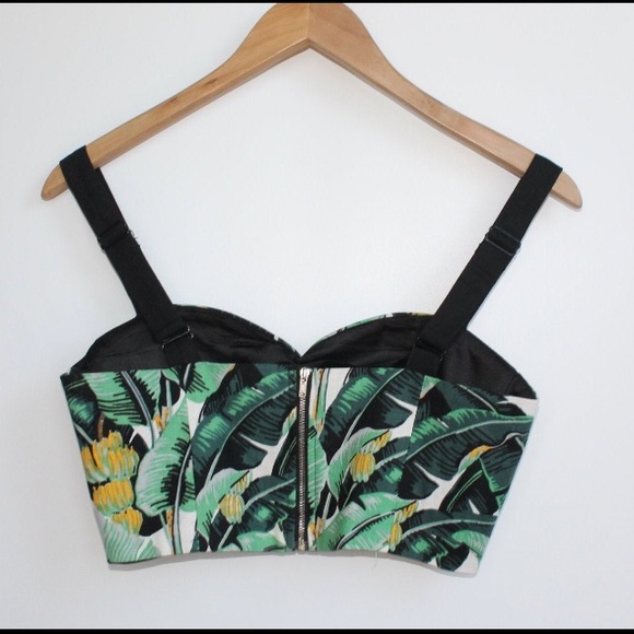 Cropped bustier top, vintage inspired print xs - Picture 2 of 6